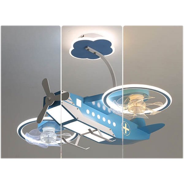 Creative Cartoon Aircraft Kids Flush Mount Ceiling Fan Light - Image 13