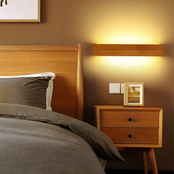 Wood Rectangular Waterproof LED Nordic Wall Sconce Lighting Mirror Light - Image 2
