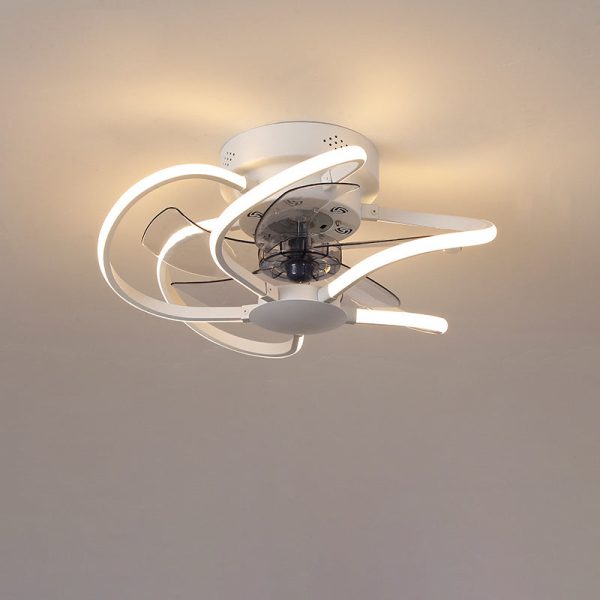 Modern Creative Cage LED Semi-Flush Mount Ceiling Fan Light - Image 11