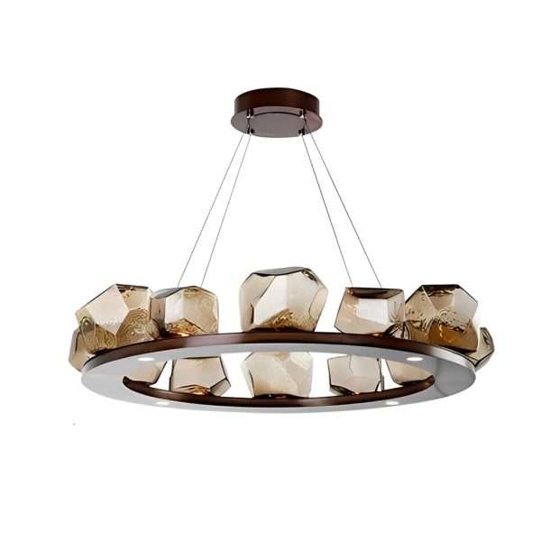 Irregular Glass Shade Stone Creative Cognac Color Modern Chandelier - Image 8