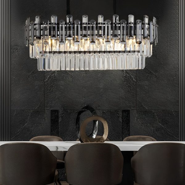 Long Rectangular Three Step Dimming LED Crystal Postmodern Chandelier - Image 4