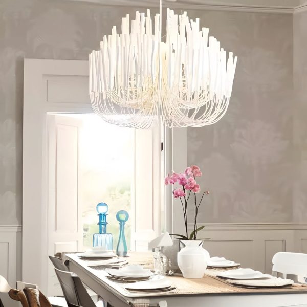 Whitewashed Wood Tilda Chandelier Large Hanging Ceiling Light - Image 2