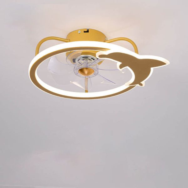 Childlike Star/Dolphin Design Quiet LED Flush Mount Fan Light - Image 5