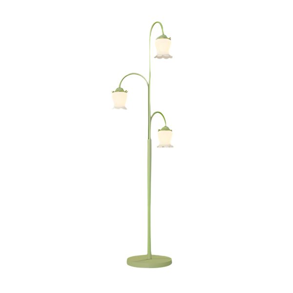 3-light Green Flower Dimmable Arc Hanging Tuilp Floor Lamp - Image 6