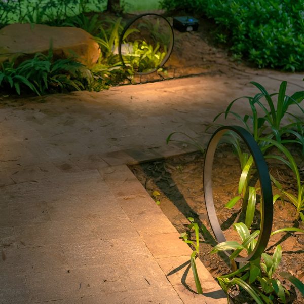 Minimalist Circle Design Waterproof LED Black Modern Pathway Lights - Image 2
