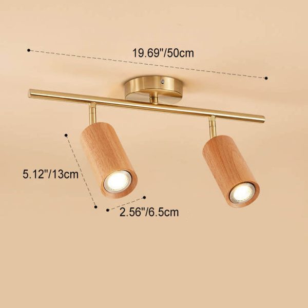 Nordic Minimalist Walnut Wood Spotlight Linear Track 1/2/3/4 Light LED Semi-Flush Mount Ceiling Light - Image 7