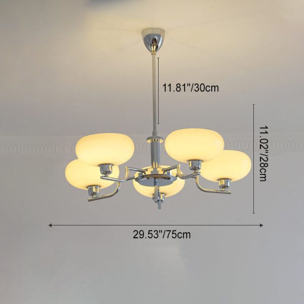 Nordic Vintage Milk White Glass Dome Chrome 3/5 Light Chandelier - Image 13
