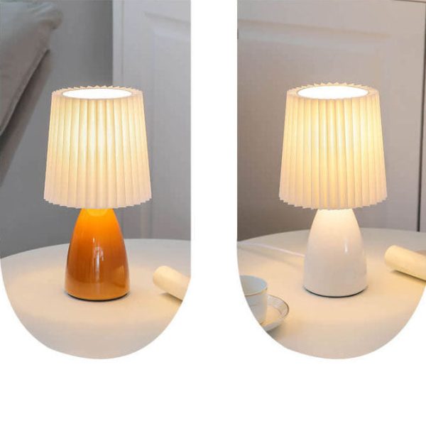 Nordic Vintage Pleated Shade Glass Base 1-Light Table Lamp - Image 7