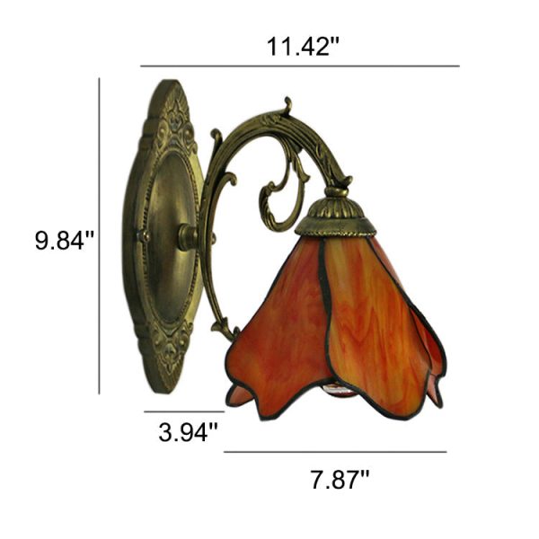 Vintage Tiffany Petals Stained Glass 1-Light Wall Sconce Lamp - Image 12
