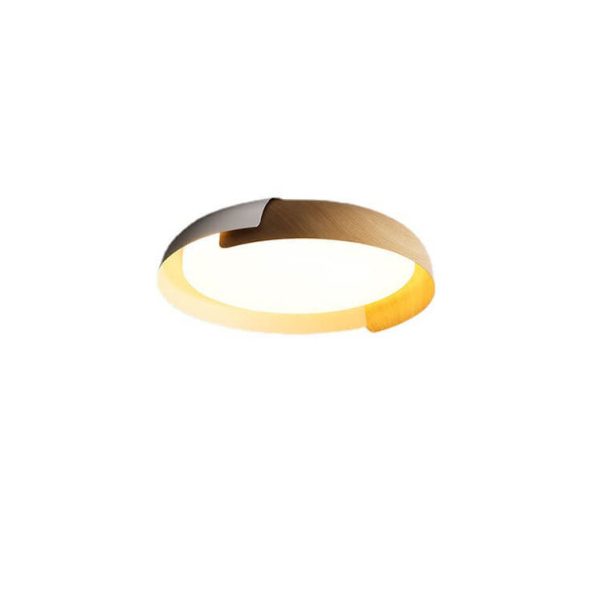 Minimalist Round Bowl Wood Grain LED Flush Mount Ceiling Light - Image 10
