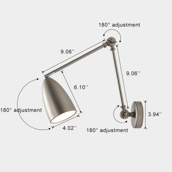 Retro Industrial Swing Arm Rotating Retractable Iron 1-Light Wall Sconce Lamp - Image 7