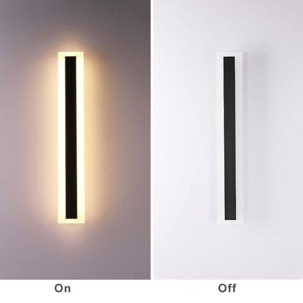 Minimalistic Elongated Bar Shaped 1-Light LED Acrylic Outdoor Waterproof Wall Light - Image 13