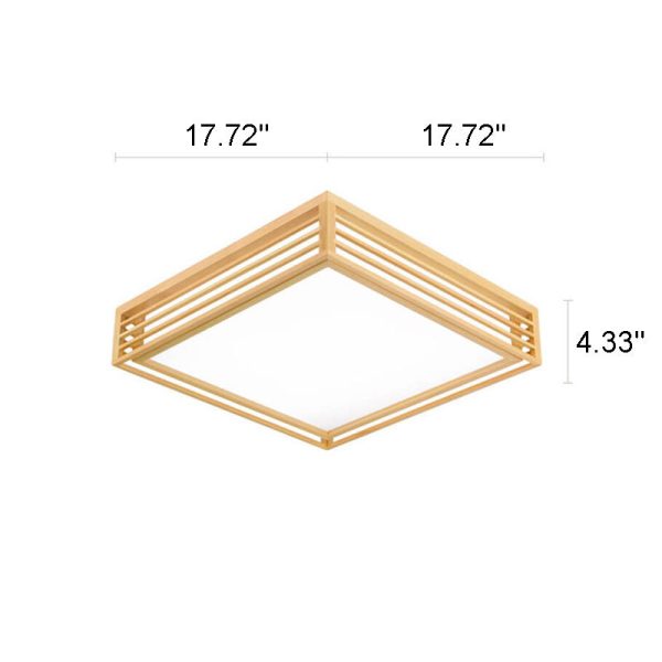 Nordic Solid Wood Square LED Japanese Tatami Flush Mount Ceiling Light - Image 10