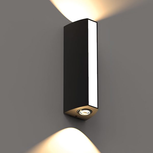 Rectangular Led Up and Down Lights Waterproof Black Modern Wall Lamp - Image 6