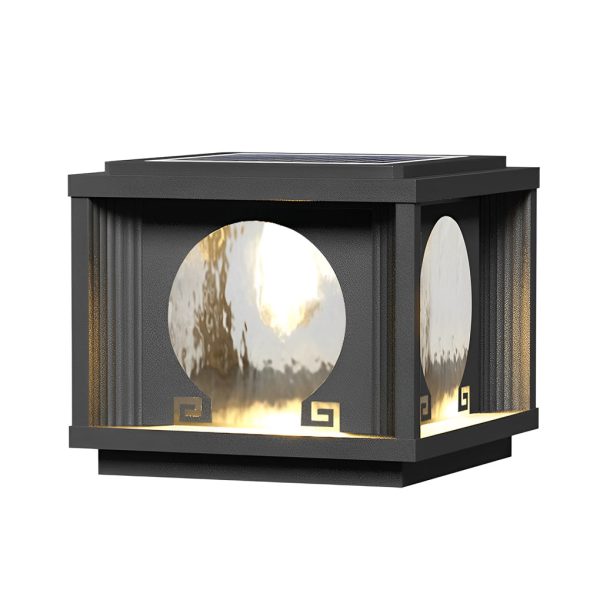 Square Round Waterproof LED Black Solar Lights Outdoor Fence Post Lamp - Image 6