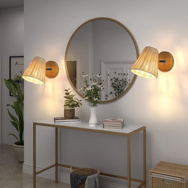 Minimalist Rattan Hand-woven 360?? Adjustable Japanese-style Wall Lamp - Image 3