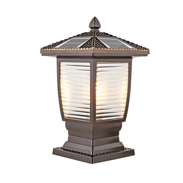 Retro Waterproof Glass Aluminum Brown Modern Solar Fence Post Lights - Image 8