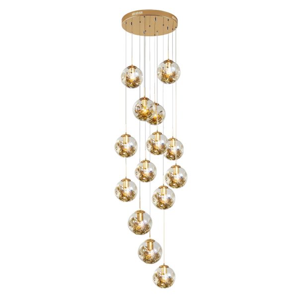 Cognac Color Glass Globes Shade Adjustable Modern Long Chandelier - Image 6