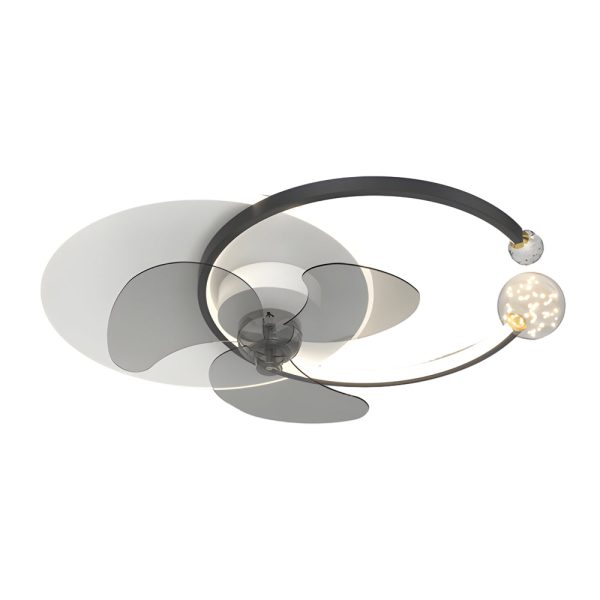 Mute Creative Round Ring 3 Step Dimming Modern Flush Mount Ceiling Fan Lamp - Image 7