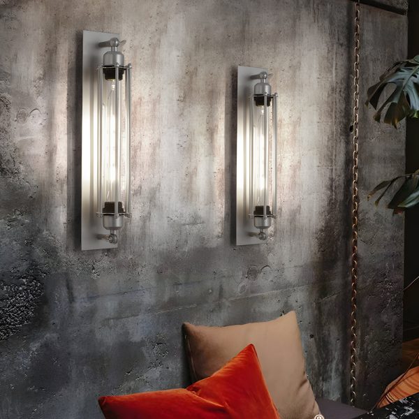 Industrial Vintage Flute Iron 1-Light Wall Lamp - Chrome - Image 2