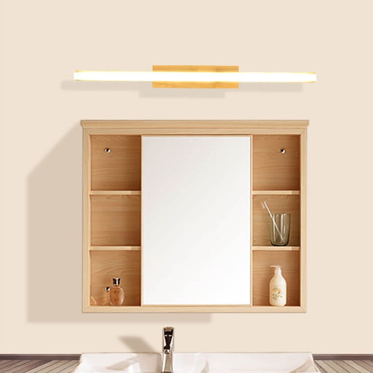 Nordic Minimalist Log Strip Vanity Light LED Wall Sconce Lamp - Image 1