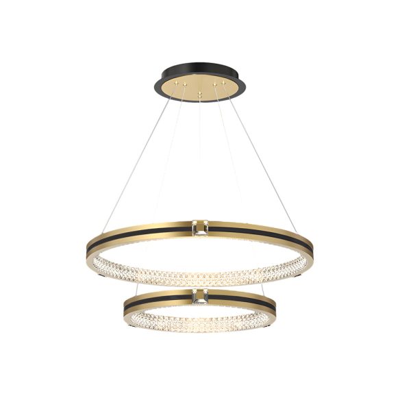 Simple Circles Rings Three Step Dimming Brushed Gold Modern Chandelier - Image 13