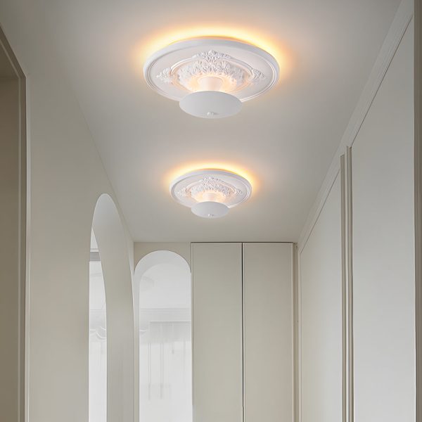19.7-inch Round Gypsum Relief Dimmable LED Flush Mount Ceiling Light - Image 4