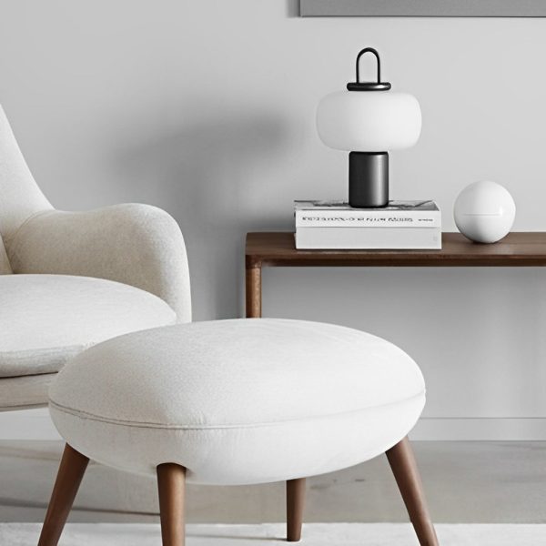 Modern Milk Glass Orb Table Lamp Portable LED Ambient Lighting - Image 3