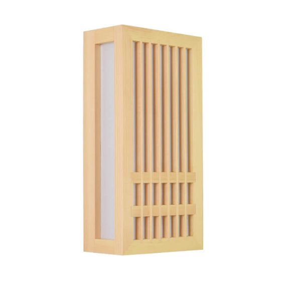 Simple Solid Wood Rectangular 1-Light Japanese Wall Sconce Lamp - Image 6