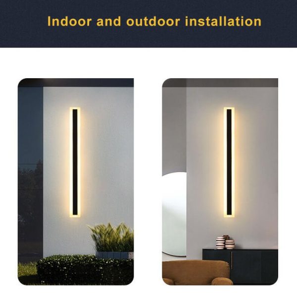 Minimalistic Elongated Bar Shaped 1-Light LED Acrylic Outdoor Waterproof Wall Light - Image 14