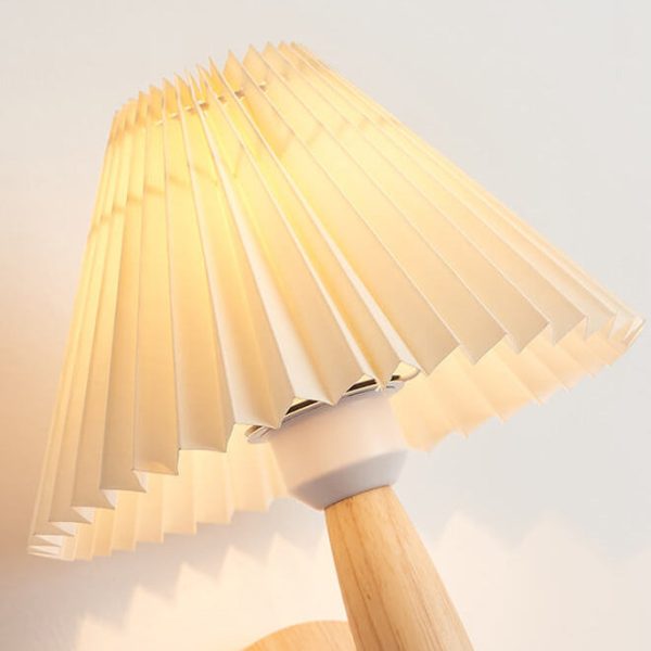 Vintage Wooden Pleated Umbrella Shade 1-Light Wall Sconce Lamp - Image 8