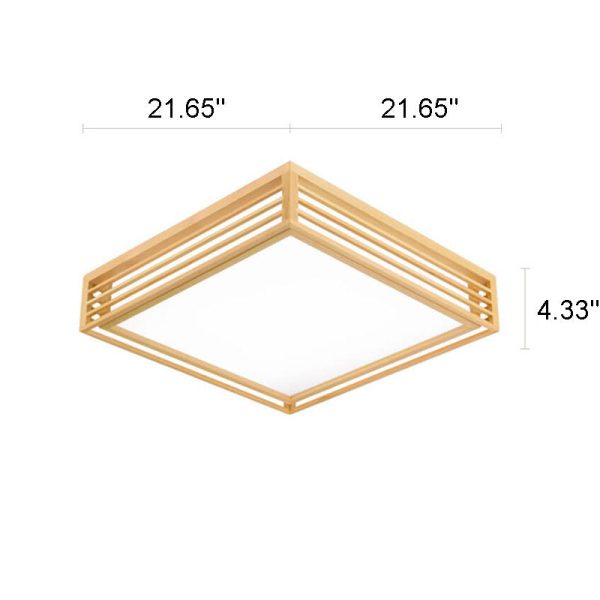 Nordic Solid Wood Square LED Japanese Tatami Flush Mount Ceiling Light - Image 11