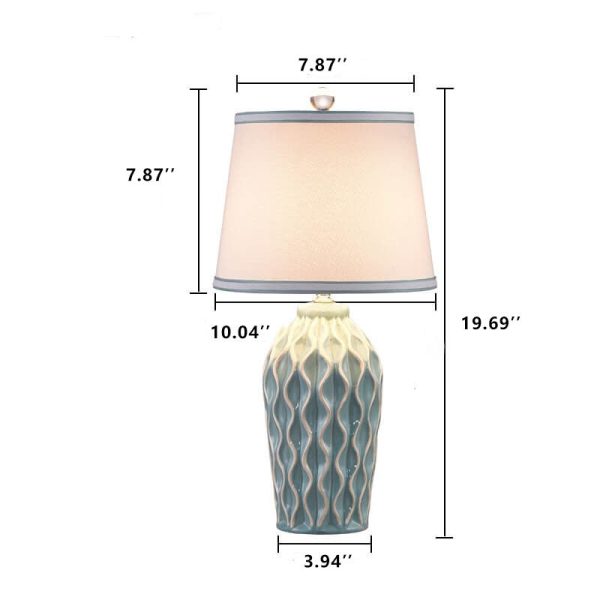 Modern Simple Fabric Ice Cracked Ceramics 1-Light Table Lamp - Image 9