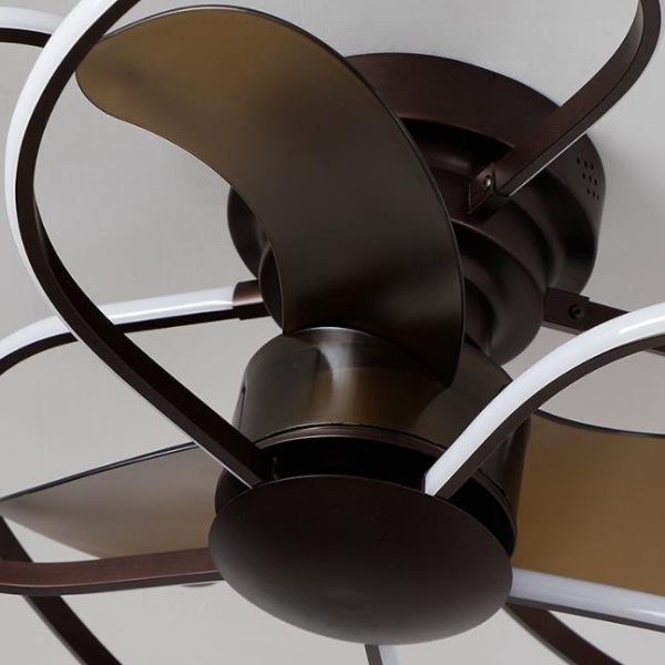 Modern Creative Cage LED Semi-Flush Mount Ceiling Fan Light - Image 10