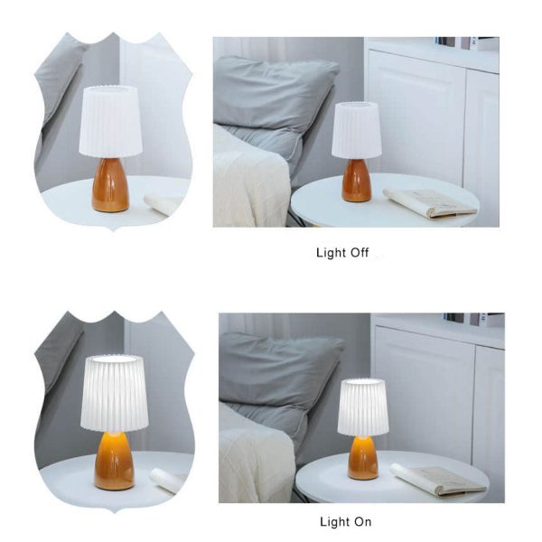 Nordic Vintage Pleated Shade Glass Base 1-Light Table Lamp - Image 8