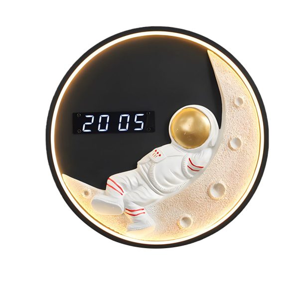 Moon LED Wall Light Wall Digital Clock Astronaut Decor 3 Color Wall Lamp - Image 9