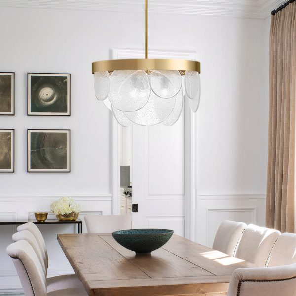 3-Light Round Semi Flush Mount Glass Chandelier - Image 2