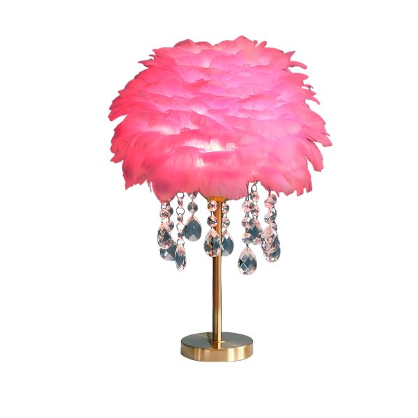 LED Feather Table Lamp with Ambient Crystal Tassels Lighting - Image 9