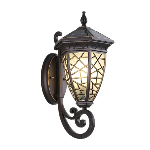 Retro Pattern Waterproof Black American Style Solar Powered Wall Lamp - Image 13