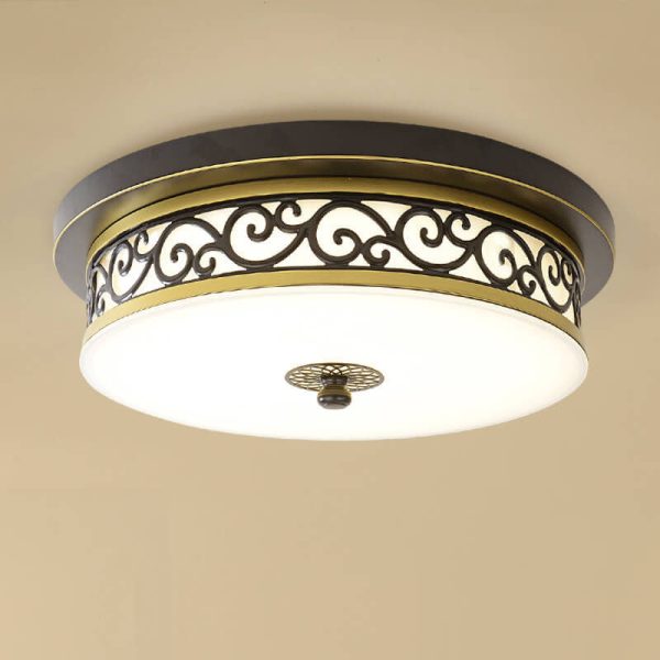 Vintage Circle Patterned Edge Iron 1-Light LED Flush Mount Ceiling Light - Image 12