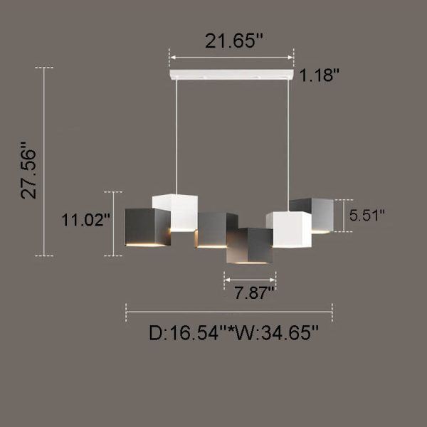 Modern Creative Square Geometric Iron LED Macaron Chandelier - Image 8