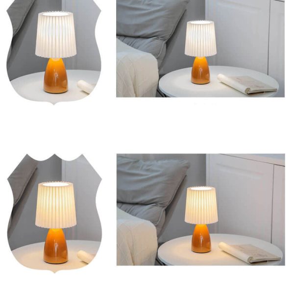 Nordic Vintage Pleated Shade Glass Base 1-Light Table Lamp - Image 9