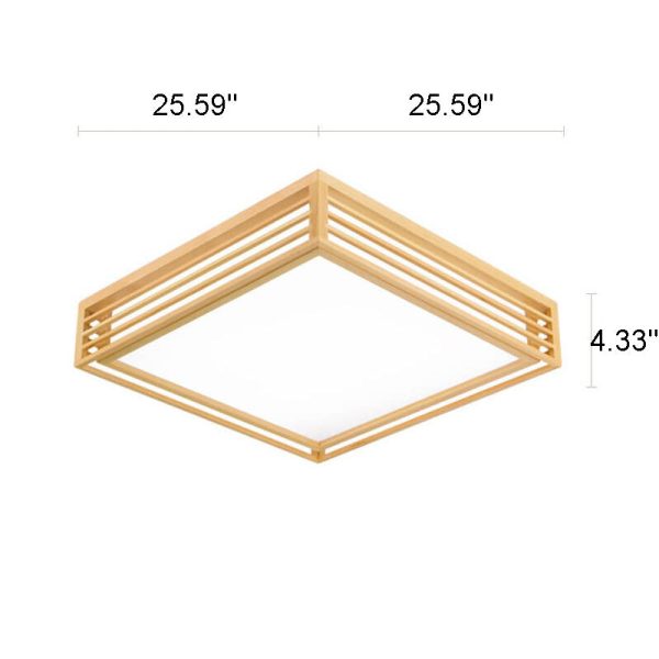 Nordic Solid Wood Square LED Japanese Tatami Flush Mount Ceiling Light - Image 15