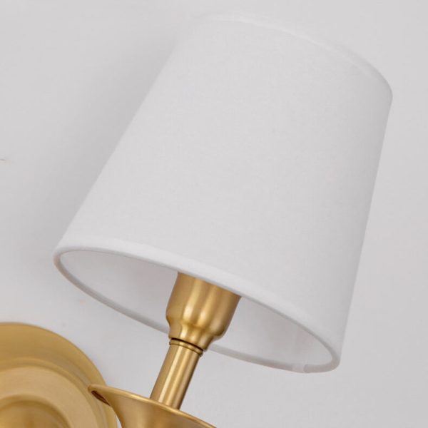 Modern Brass Fabric Shade 1/2 Light Wall Sconce Lamp - Image 10