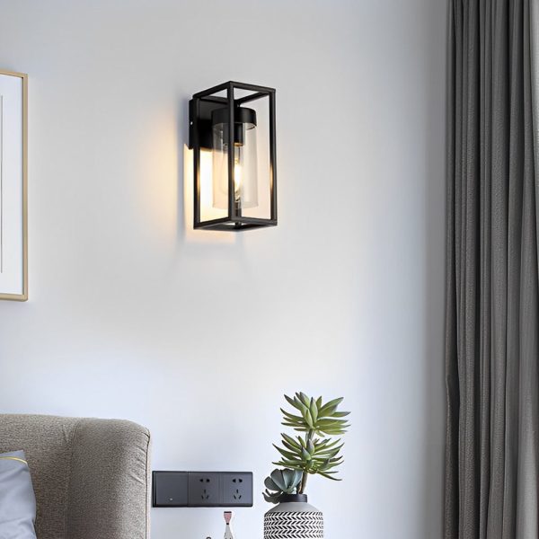 Creative Rectangular Glass Black Industrial Wall Lamp Wall Sconce Lighting - Image 2