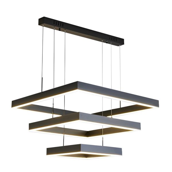 3 Layers Square Stepless Dimming LED Black Modern Chandelier with Remote Control - Image 11
