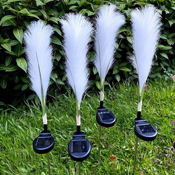 2PCS Creative Hairy Reed Decor LED Intelligent Modern Solar Lawn Lamp - Image 6