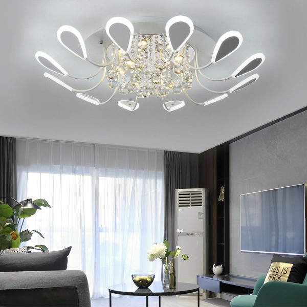 Creative Flower Shaped Dimmable LED Crystal Modern Ceiling Lights - Image 4