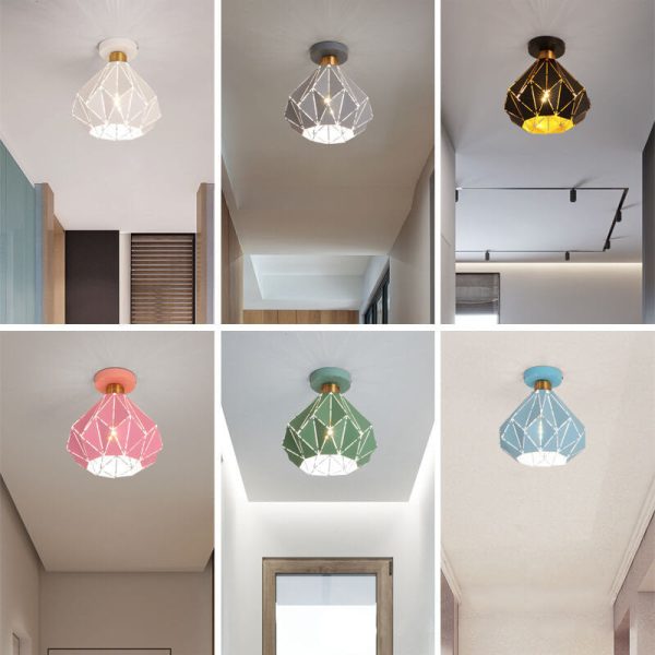 Modern Creative Diamond Dome 1-Light Macaron Semi-Flush Mount Ceiling Light - Image 13