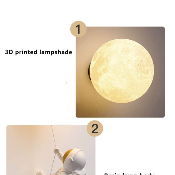 Creative Moon Astronaut 1-Light LED Wall Sconce Lamp - Image 6